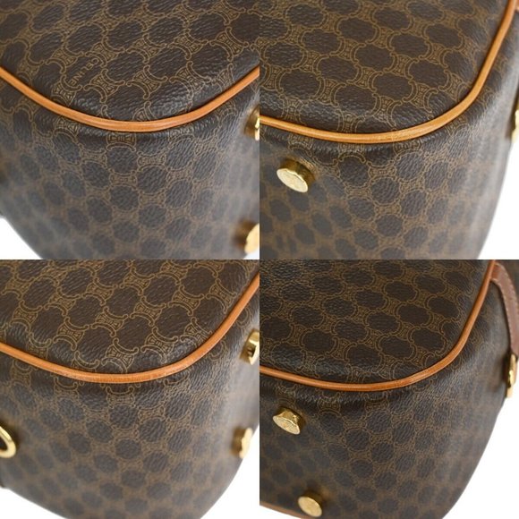 Auth CELINE Macadam Pattern Hand Bag PVC Leather Brown Gold Made In Italy - Picture 7 of 16